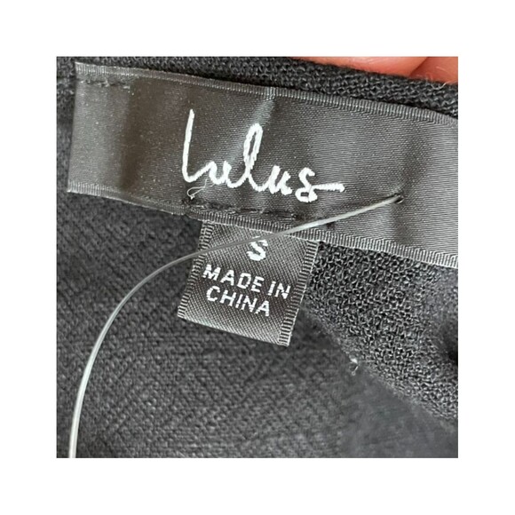 Lulus Summer Journey Women's Dress Midi Sheath TieFront Cutout Side Slit S Black - Picture 8 of 11